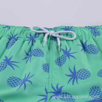 Pattern 100%Polyester Swimming Trunks Green Board Shorts